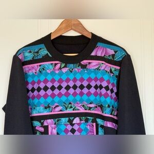 Handmade Quilted Front Crewneck Sweatshirt with Pocket - Size Woman’s Medium